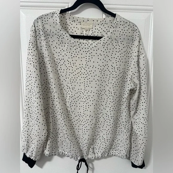 MELLODAY Black and White Polka Dot Blouse, Size Medium - Picture 4 of 8